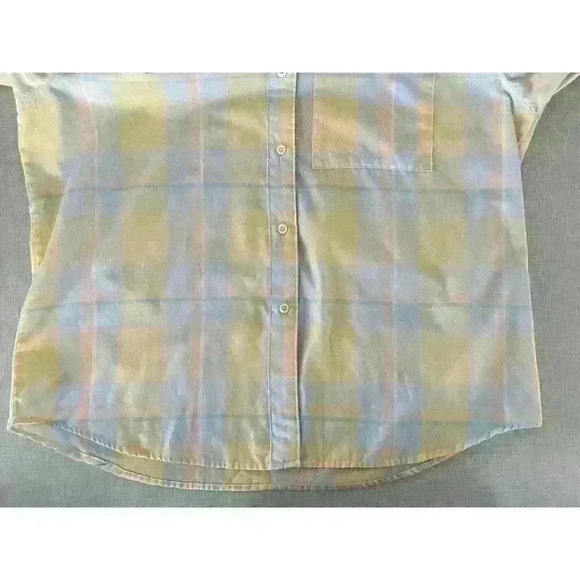 Diane von Furstenberg Vintage 80's Size 14 Button Up Yellow Plaid Retro Cool Fun - Picture 5 of 7